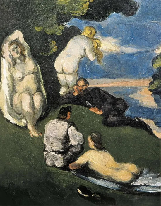 Framed Print : CEZANNE, Paul (1839-1906). Pastoral, or Idyll. 1870. Left detail. Post-Impressionism. Oil on canvas. FRANCE. Paris. Muse d'Orsay (Orsay Museum)