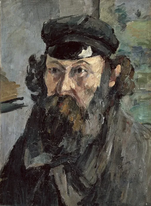 Framed Print : CEZANNE, Paul (1839-1906). Self-portrait in a Casquette. ca. 1872. Post-Impressionism. Oil on canvas. RUSSIA. Saint Petersburg. State Hermitage Museum. - C