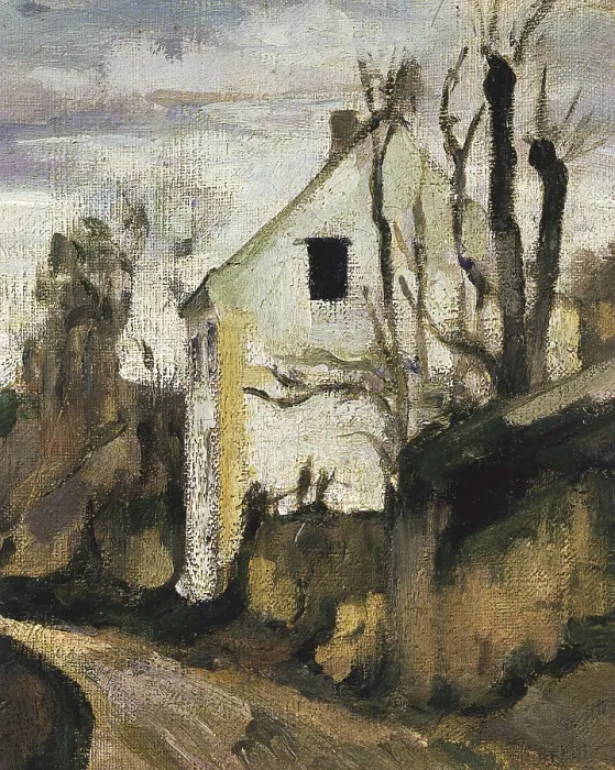 Framed Print : CEZANNE, Paul (1839-1906). Village Road, Auvers. 1872 - 1873. Right-hand upper detail of the house. Post-Impressionism. Oil on canvas. FRANCE. Paris