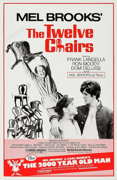 Framed Print : THE TWELVE CHAIRS, US poster art, from back left: Dom Deluise, Mel Brooks, Frank Langella, 1970
