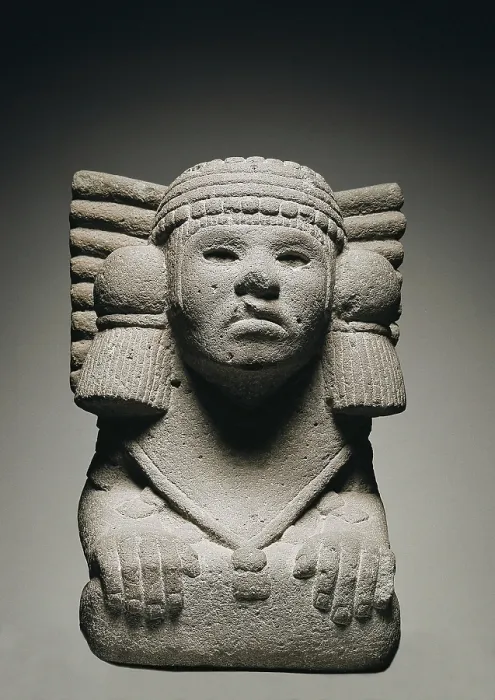 Framed Print : Chalchiuhtlique. ca. 500. Goddess of Water. Aztec art. Sculpture on rock. SPAIN. Madrid. America's Museum. Proc: MEXICO