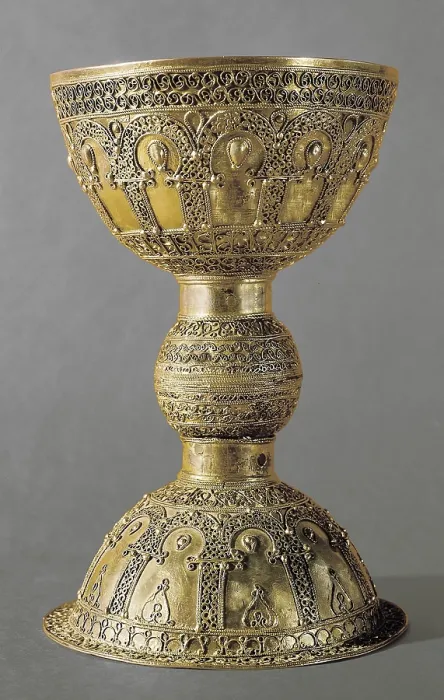 Framed Print : Chalice. 1040. SPAIN. Santo Domingo de Silos. Monastery of Santo Domingo (St. Dominic). Made of golden silver. Mozarabic art. Jewelry. - P Framed Print : Chalice. 1040. SPAIN. Santo Domingo de Silos. Monastery of Santo Domingo (St. Dominic). Made of golden silver. Mozarabic art. Jewelry. - P