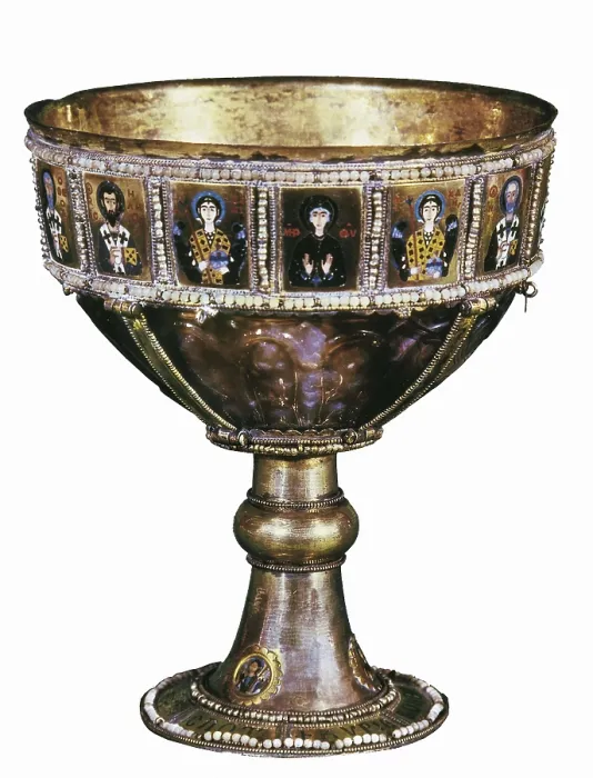 Framed Print : Chalice of Emperor Romanus I. 10th c. Onyx and enamels with inlaid pearls. Middle Byzantine art. Jewelry. ITALY. Venice. Treasure of st. Mark's Basilica