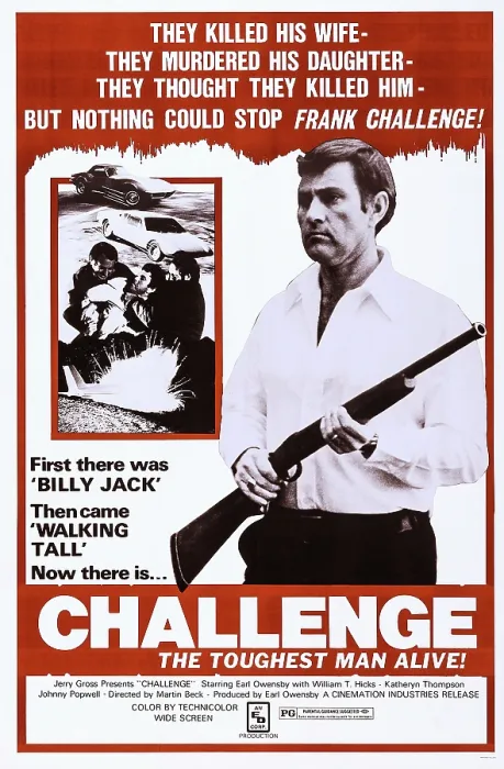 Framed Print : CHALLENGE, Earl Owensby on poster art, 1974 Framed Print : CHALLENGE, Earl Owensby on poster art, 1974