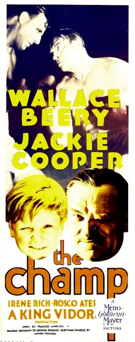 Framed Print : THE CHAMP, top right: Wallace Beery, bottom from left: Jackie Cooper, Wallace Beery on insert poster, 1931