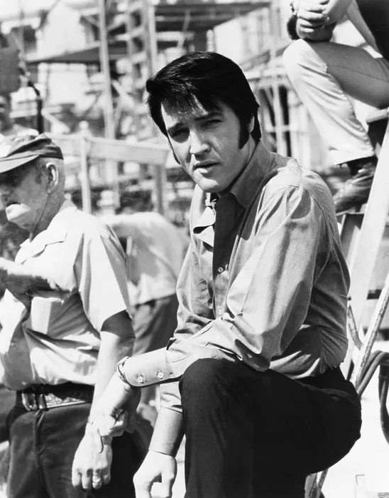 Framed Print : CHANGE OF HABIT, Elvis Presley, on-set between takes, 1969