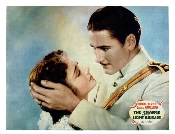 Framed Print : THE CHARGE OF THE LIGHT BRIGADE, US lobbycard, from left, Olivia De Havilland, Errol Flynn, 1936