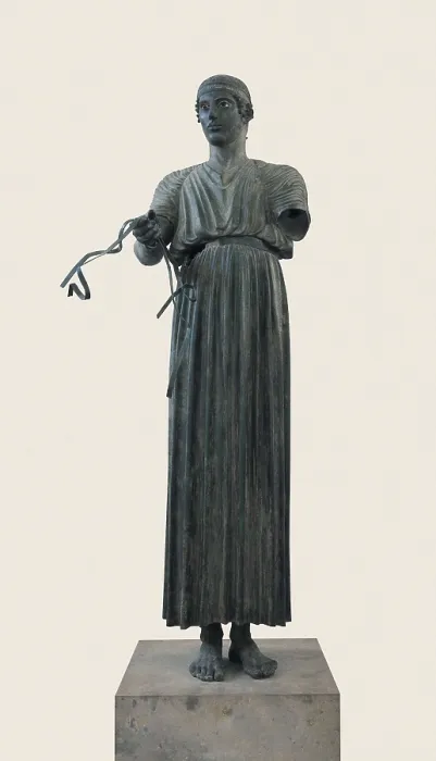 Framed Print : The Charioteer. ca. 475 BC. Classical Greek art. Sculpture on bronze. GREECE. Delphi. Delphi Museum. AISA / Everett Collection**US SALES ONLY**