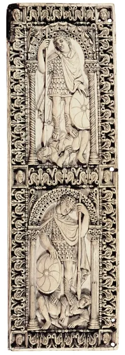Framed Print : Charlemagne victorious over the Barbarians. 9th c. Part from a marble diptych. Carolingian art. Relief; Sculpture on ivory. ITALY. Florence. Bargello National Museum Framed Print : Charlemagne victorious over the Barbarians. 9th c. Part from a marble diptych. Carolingian art. Relief; Sculpture on ivory. ITALY. Florence. Bargello National Museum