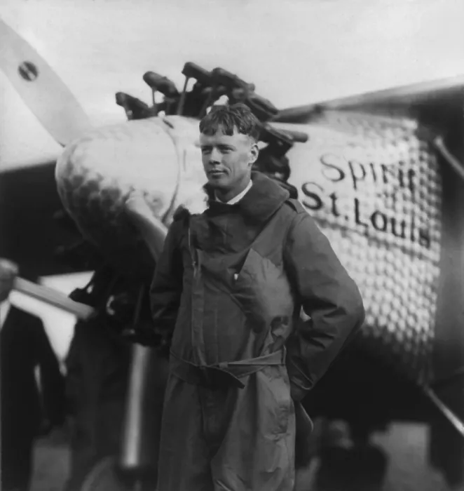 Framed Print : Charles A. Lindbergh, with the Spirit of Saint Louis, before his New York to Paris flight of May 20-21