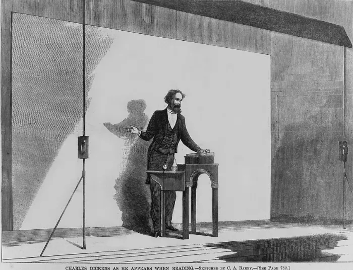 Framed Print : Charles Dickens (1812-1870) as he appeared during his American lecture tour, in Boston in the 1860's Framed Print : Charles Dickens (1812-1870) as he appeared during his American lecture tour, in Boston in the 1860's