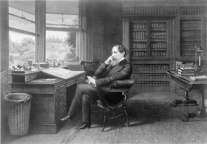 Framed Print : Charles Dickens (1812-1870) in his study at Gad's Hill Place Framed Print : Charles Dickens (1812-1870) in his study at Gad's Hill Place