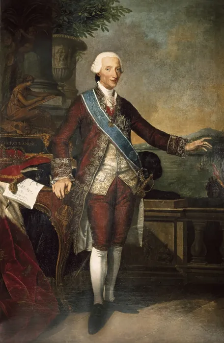 Framed Print : CHARLES III (1716-1788). King of Spain (1759-1788) and Naples (1734-1759). Napolitan school (1759). Oil on canvas. SPAIN. Madrid. Ministry of Economy