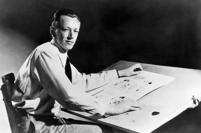 Framed Print : Charles M. Schulz, (1922-2000), American cartoonist and creator of the comic strip Peanuts, c. 1952.. Courtesy: CSU Archives  /  Everett Collection