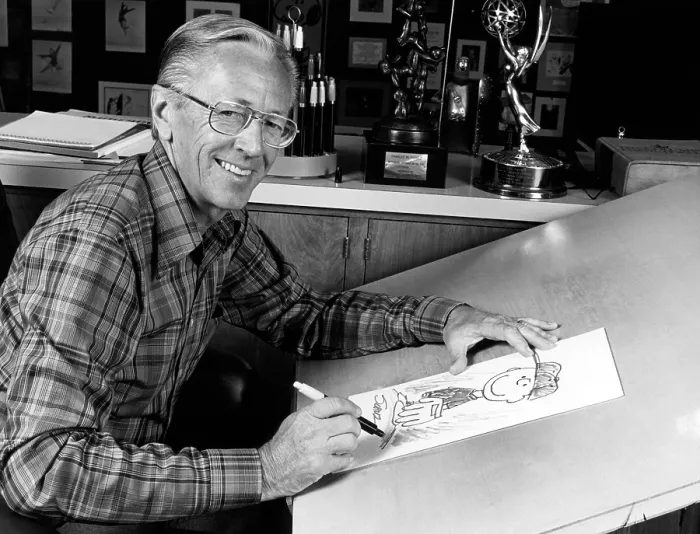 Framed Print : Charles M. Schulz, (1922-2000), American cartoonist and creator of the comic strip Peanuts, circa 1970s. Courtesy: CSU Archives / Everett Collection