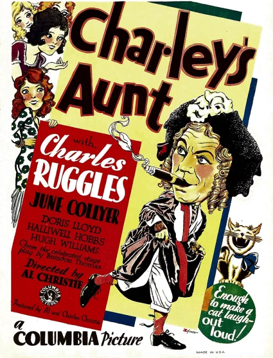 Framed Print : CHARLEY'S AUNT, left: Charles Ruggles on window card, 1930 Framed Print : CHARLEY'S AUNT, left: Charles Ruggles on window card, 1930