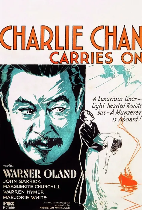 Framed Print : CHARLIE CHAN CARRIES ON, Warner Oland on US poster art, 1931. TM & copyright 20th Century Fox Film Corp. All rights reserved / courtesy Everett Collection