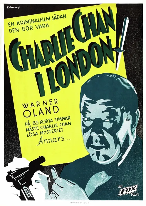 Framed Print : CHARLIE CHAN IN LONDON, (aka CHARLIE CHAN I LONDON), Warner Oland on Swedish poster art, 1934, TM and Copyright 20th Century Fox Film Corp