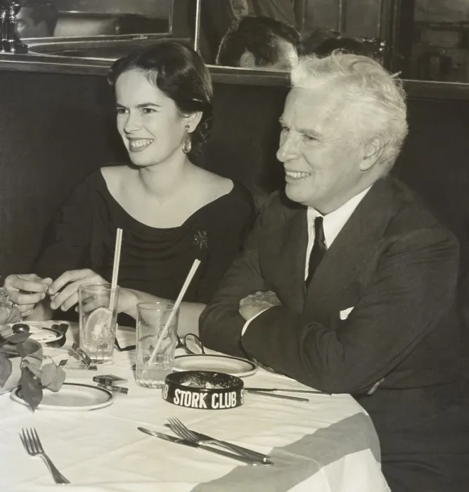 Framed Print : Charlie Chaplin and wife Oona O'Neill dining at the Stork Club, New York City, Sept. 15, 1952 Framed Print : Charlie Chaplin and wife Oona O'Neill dining at the Stork Club, New York City, Sept. 15, 1952