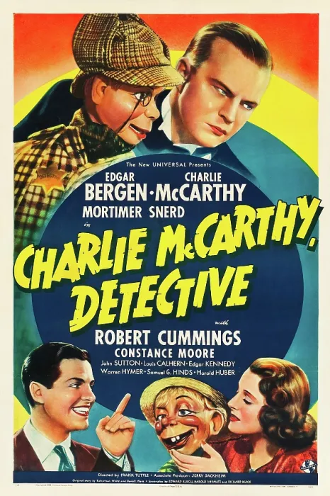 Framed Print : CHARLIE MCCARTHY, DETECTIVE, top from left: Charlie McCarthy, Edgar Bergen, bottom from left: Robert Cummings, Mortimer Snerd, Constance Moore, 1939