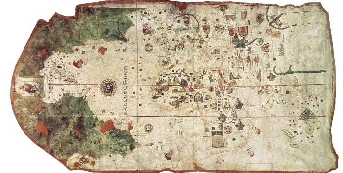 Framed Print : Chart by Juan de la Cosa (1500). SPAIN. Madrid. Navy Museum. AISA / Everett Collection**US SALES ONLY** Framed Print : Chart by Juan de la Cosa (1500). SPAIN. Madrid. Navy Museum. AISA / Everett Collection**US SALES ONLY**