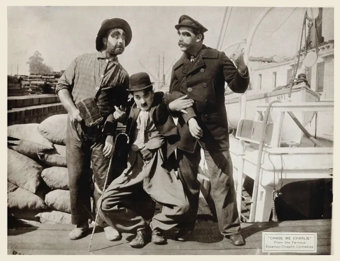Framed Print : CHASE ME CHARLIE, US lobbycard, center: Charlie Chaplin 1918