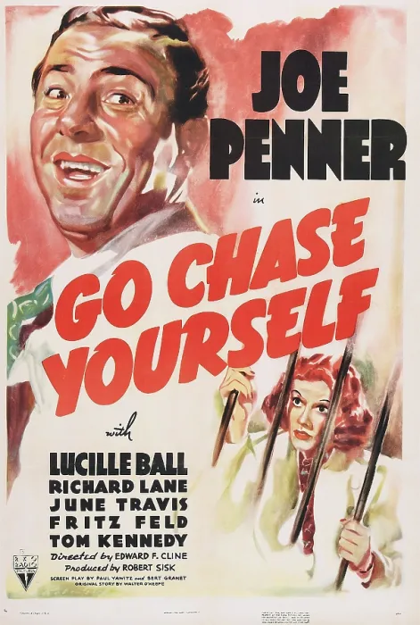 Framed Print : GO CHASE YOURSELF, US poster art, from left: Joe Penner, Lucille Ball, 1938