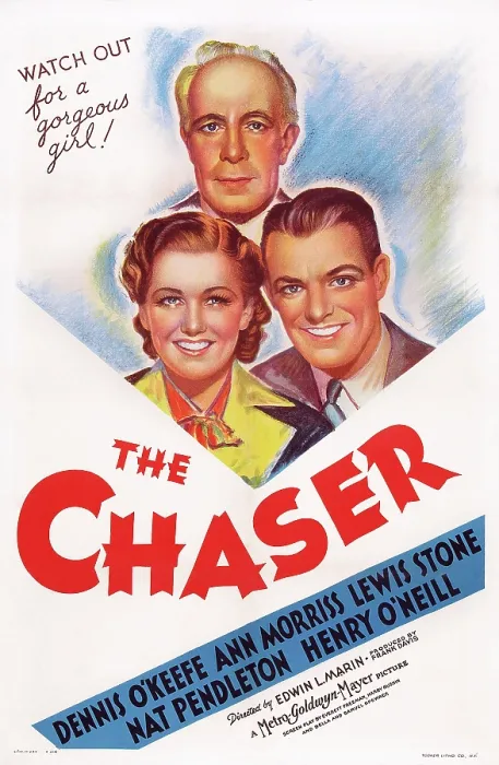 Framed Print : THE CHASER, US poster art, clockwise from top: Lewis Stone, Dennis O'Keefe, Ann Morriss, 1938
