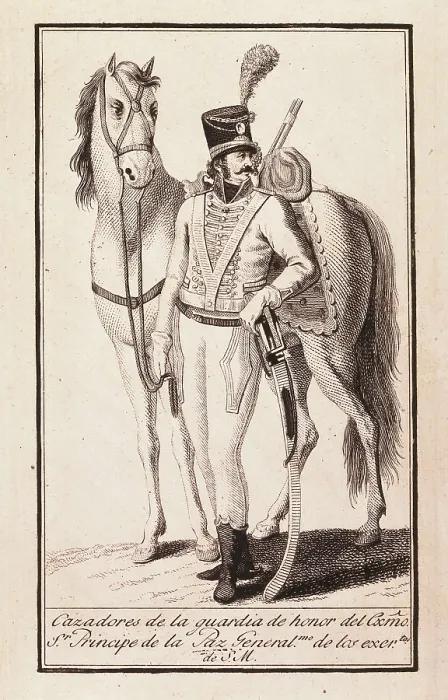 Framed Print : Chasseur of the Godoy's honour guard, of His Majesty's armies. Engraving. SPAIN. Madrid. Municipal Museum. AISA / Everett Collection**US SALES ONLY**