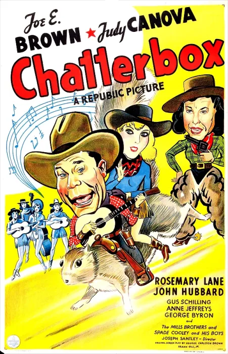 Framed Print : CHATTERBOX, US poster, from left: Joe E. Brown, Rosemary Lane, Judy Canova, 1946