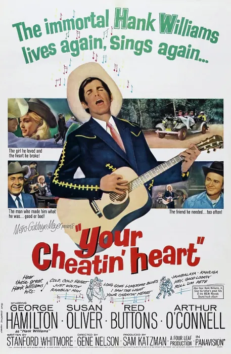 Framed Print : YOUR CHEATIN HEART, US poster art, center: George Hamilton, (as Hank Williams), 1964 Framed Print : YOUR CHEATIN HEART, US poster art, center: George Hamilton, (as Hank Williams), 1964