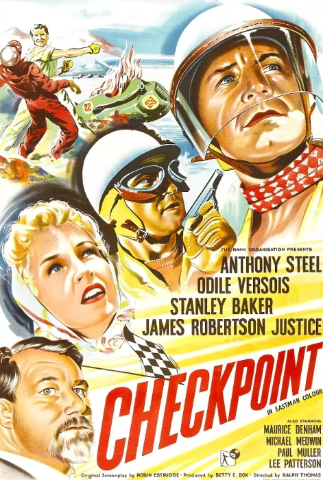 Framed Print : CHECKPOINT, from lower left, James Robertson Justice, Odile Versois, Stanley Baker, Anthony Steel, 1956