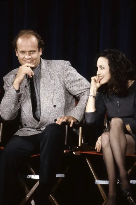Framed Print : CHEERS 200th ANNIVERSARY SPECIAL, from left, Kelsey Grammer, Bebe Neuwirth, aired November 8, 1990