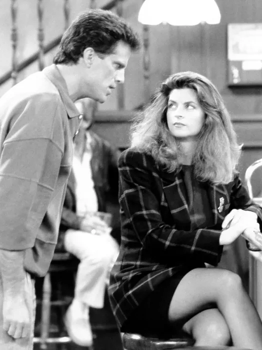 Framed Print : CHEERS, from left, Ted Danson, Kirstie Alley, The Visiting Lecher (season 7, aired May 4, 1989), 1982-93