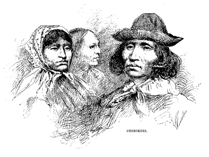 Framed Print : Cherokee Tribe. Engraved portraits of Cherokee women and a man, ca. 1880