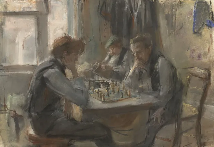 Framed Print : The Chess Players, by Isaac Israels, 1875-1922, Dutch art, colored chalk drawing on paper (BSLOC_2016_2_99)