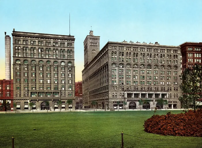 Framed Print : Chicago. The Auditorium and annex, Chicago. color photochrom, c1900