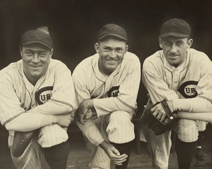 Framed Print : Chicago Cubs baseball players, Hack Wilson, Rogers Hornsby, and Kiki Cuyler, Sept 27, 1930. All three are in the Baseball Hall of Fame
