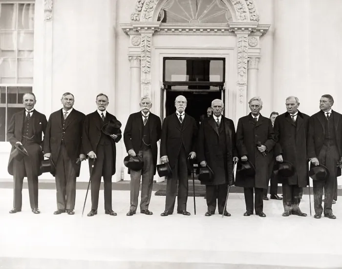 Framed Print : Chief Justice Charles Evans Hughes with Supreme Court Justices at the White House, Oct. 13, 1930. They notified President Herbert Hoover that the Court was in session Framed Print : Chief Justice Charles Evans Hughes with Supreme Court Justices at the White House, Oct. 13, 1930. They notified President Herbert Hoover that the Court was in session