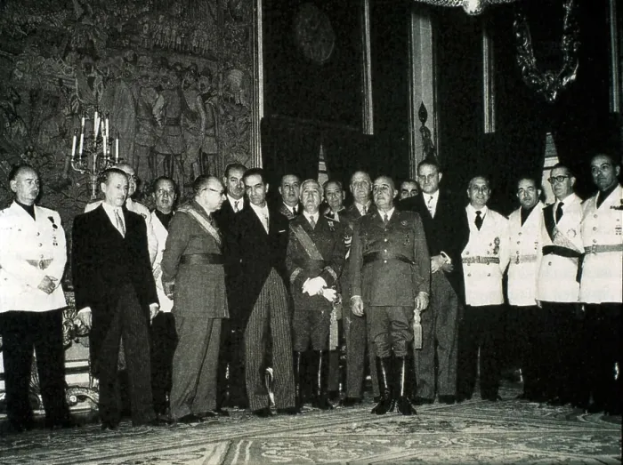 Framed Print : The Chief of State Francisco Franco with the government constituted on 25th February 1957. AISA / Everett Collection**US SALES ONLY**