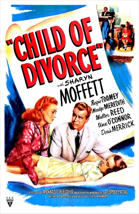 Framed Print : CHILD OF DIVORCE, US poster, from left: Madge Meredith, Regis Toomey, Sharyn Moffett (lying down), 1946