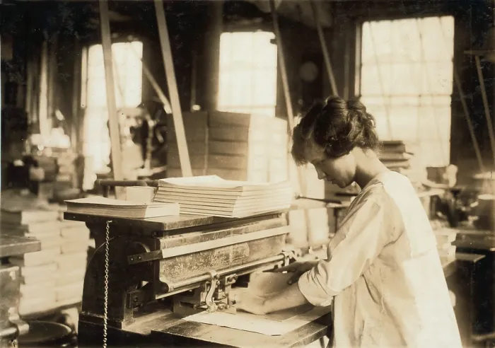 Framed Print : Child Labor, 15-year old girl punching sheets, Boston Index Card Company, Boston, Massachusetts, Massachusetts, photograph by Lewis Wickes Hine, January 31, 1917 Framed Print : Child Labor, 15-year old girl punching sheets, Boston Index Card Company, Boston, Massachusetts, Massachusetts, photograph by Lewis Wickes Hine, January 31, 1917