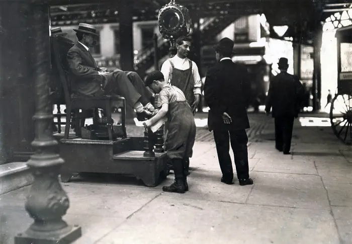 Framed Print : Child labor, Bootblack at 3rd Avenue and 9th Street, New York City, photograph by Lewis Wickes Hine, July, 1910