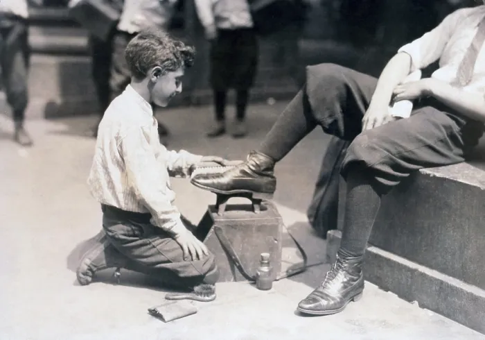 Framed Print : Child labor, Bootblack near City Hall Park, New York City. photograph by Lewis Wickes Hine, July, 1924