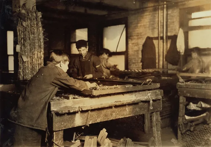 Framed Print : Child Labor, boys linking bed springs, 14 and 15 years old, Boston, Massachusetts, photograph by Lewis Wickes Hine, January 25, 1917 Framed Print : Child Labor, boys linking bed springs, 14 and 15 years old, Boston, Massachusetts, photograph by Lewis Wickes Hine, January 25, 1917