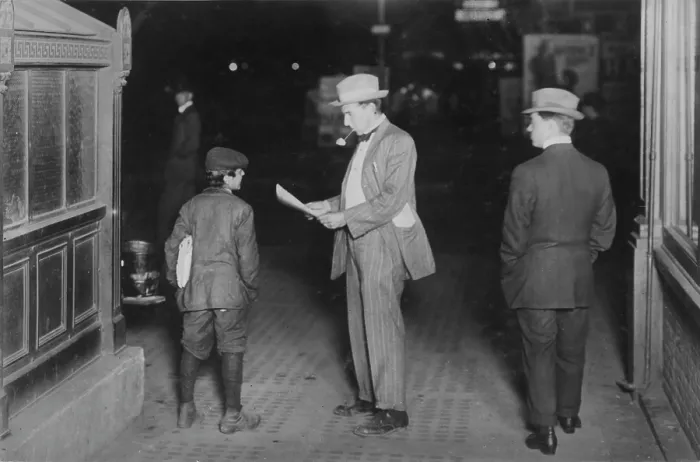 Framed Print : Child labor, original caption: Tony Spappos, 349 W. 39th St. N.Y. Selling papers at 10 P.M. at 50th Street & Broadway. About 12 yrs