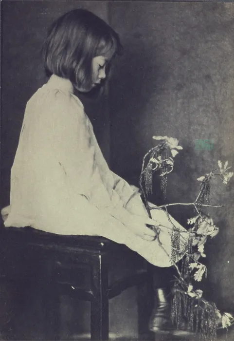 Framed Print : Child with oak branch, photograph by Eva Watson Schutze, 1900