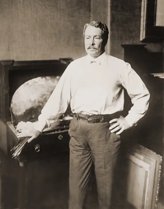 Framed Print : Childe Hassam (1859-1935), American impressionist painter in his studio, ca. 1910