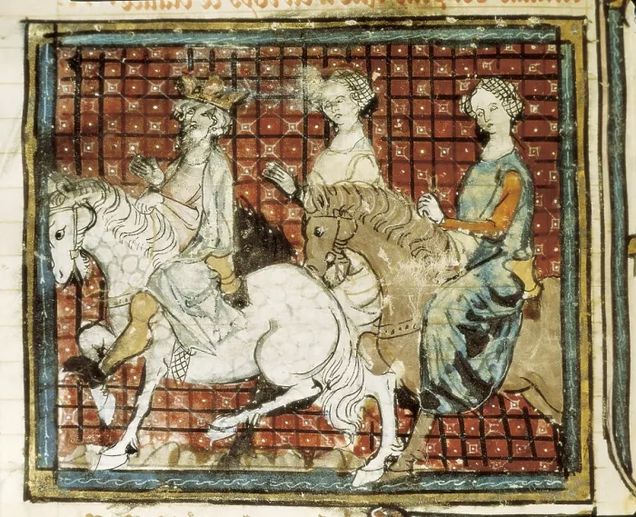 Framed Print : CHILDERIC I (436-481). King of the Salian Franks (458 - 496). The king Childeric, the queen Fredegunde and a concubine on horseback