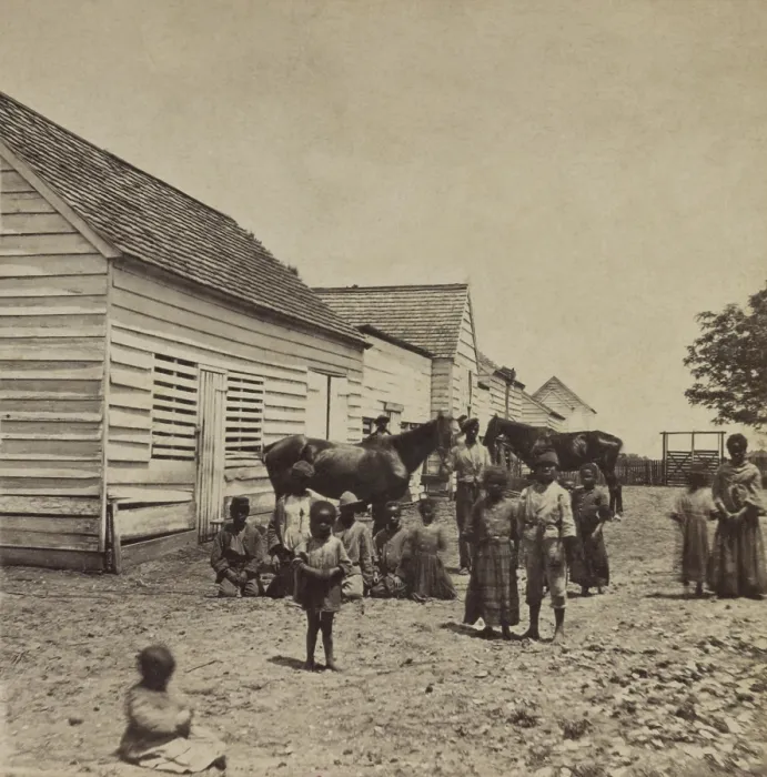 Framed Print : Children and adults at School Farm, which would become the Penn School on St. Helena Island, SC